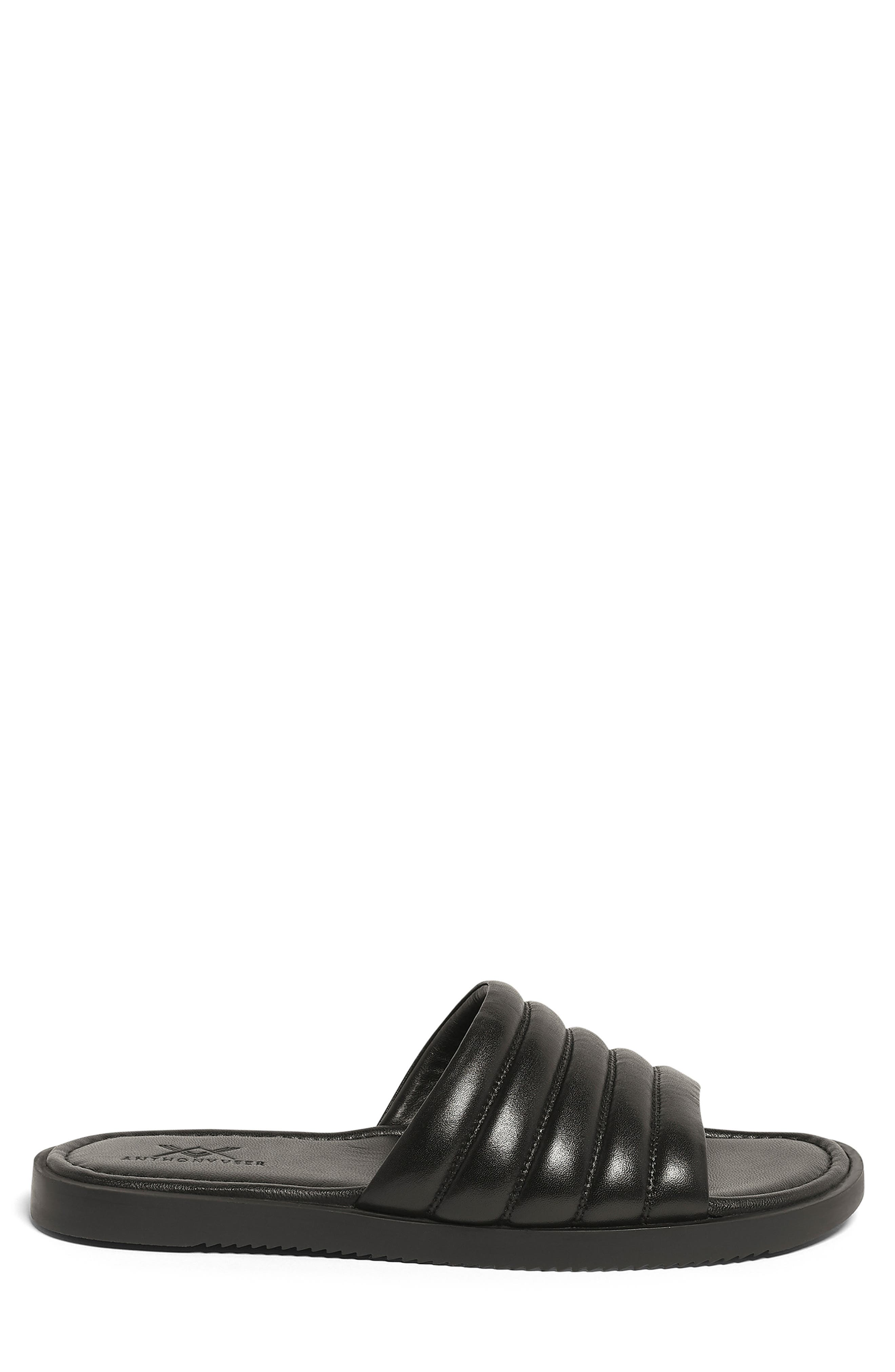 Anthony Veer Key West Leather Slide Sandal, Alternate, color, Black