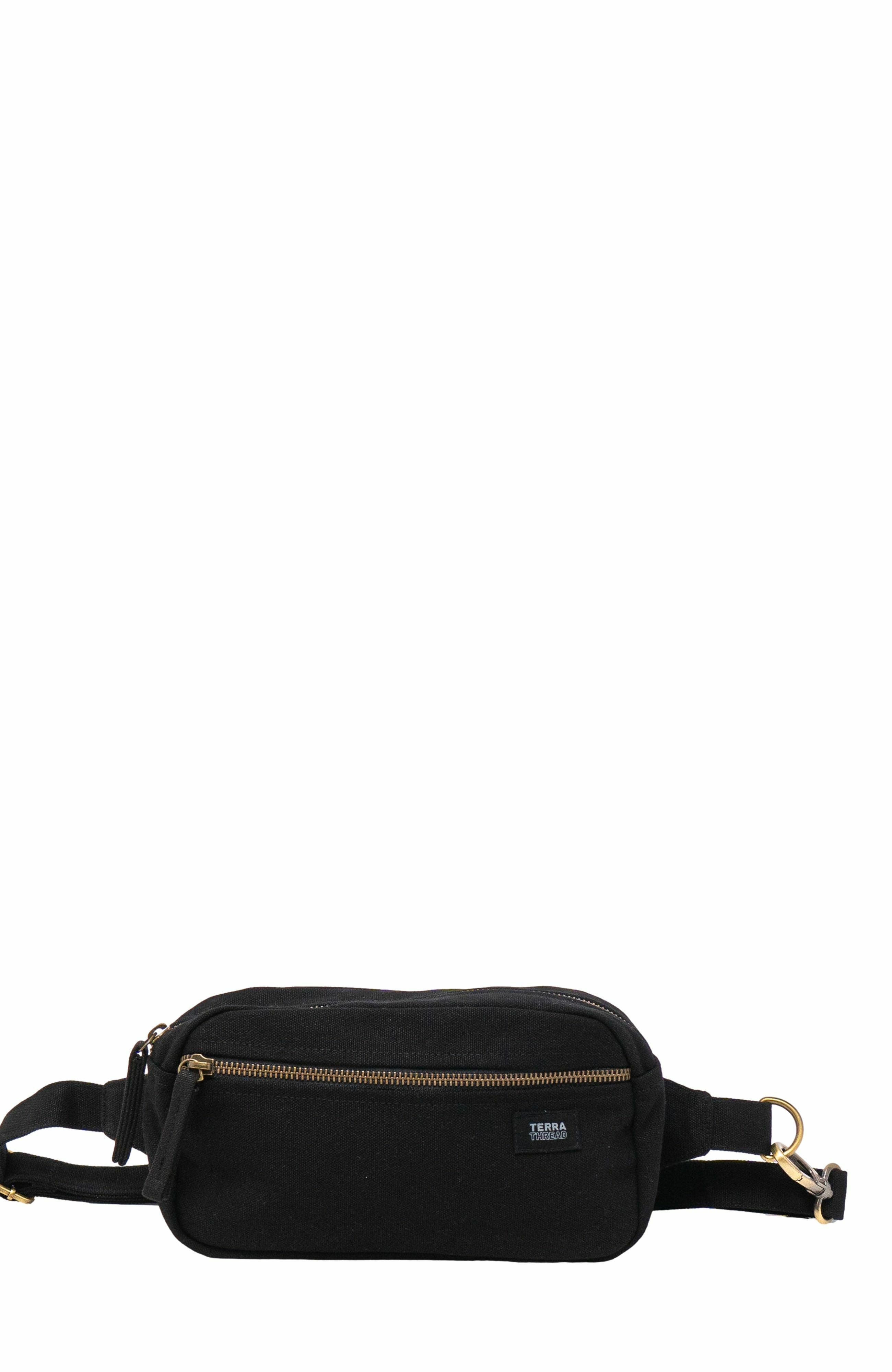 Terra Thread Organic Cotton Sling Belt Bag, Main, color, Ivory Black
