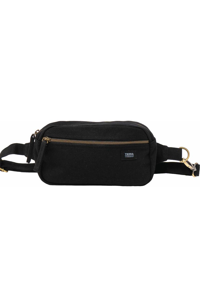 Terra Thread Organic Cotton Sling Belt Bag, Main, color, Ivory Black