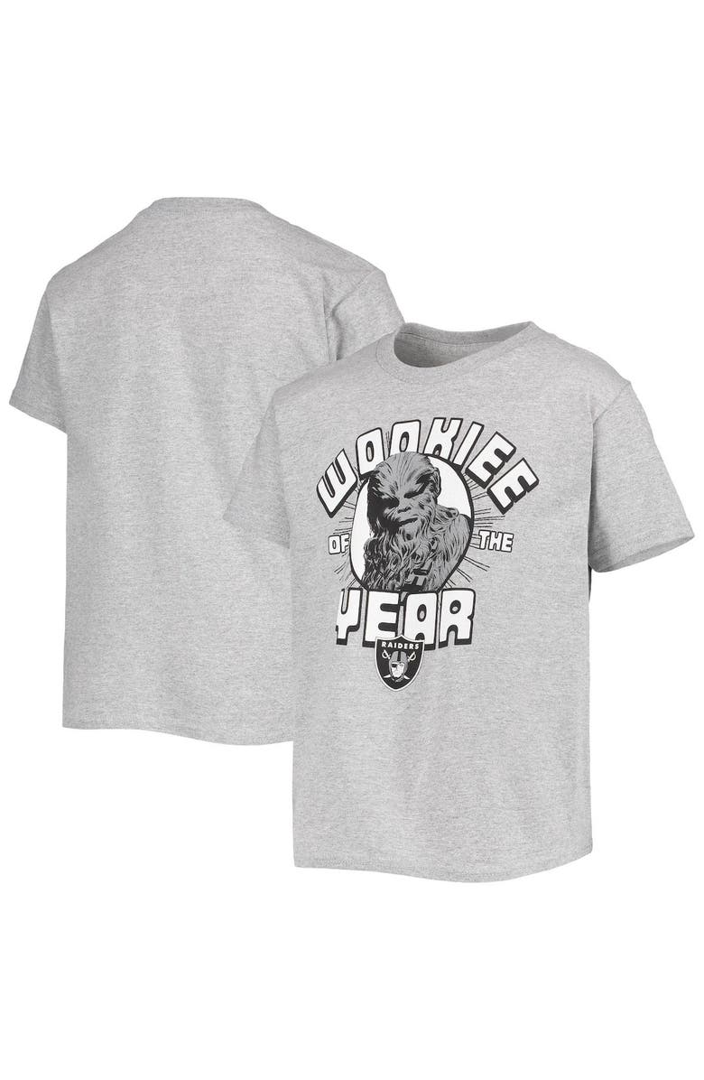 Junk Food Youth Junk Food Heathered Gray Las Vegas Raiders Star Wars Wookie Of The Year T-Shirt, Main, color, Heather Gray