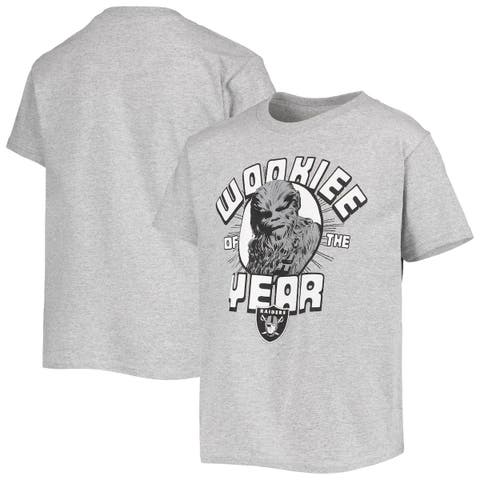Youth Junk Food Heathered Gray Las Vegas Raiders Star Wars Wookie Of The Year T-Shirt