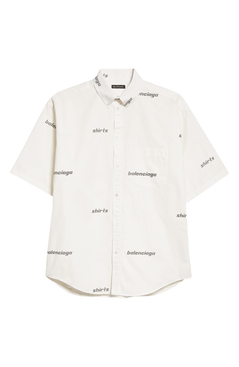 Balenciaga Shirt Logo Cotton Button-Down Shirt, Alternate, color, 