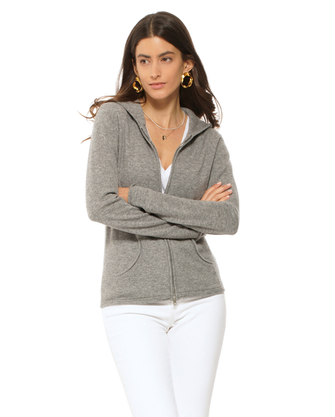 Pure Cashmere Double Zip Hoodie Sweater