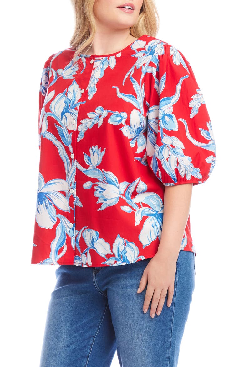 Floral Print Puff Sleeve Top, Alternate, color, PRINT