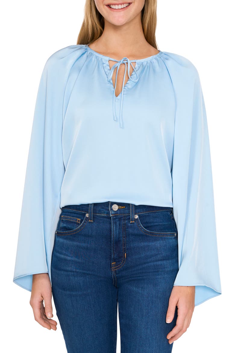 Satin Peasant Top, Main, color, WATERFALL