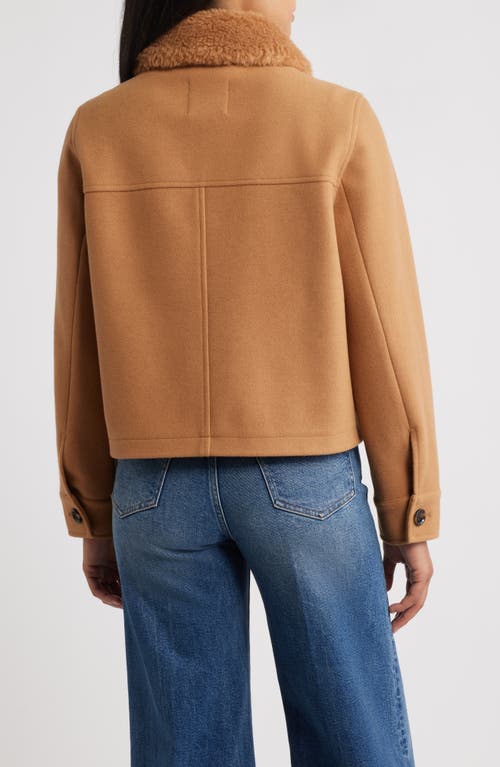 Sam Edelman Faux Fur Collar Zip-up Jacket In Brown