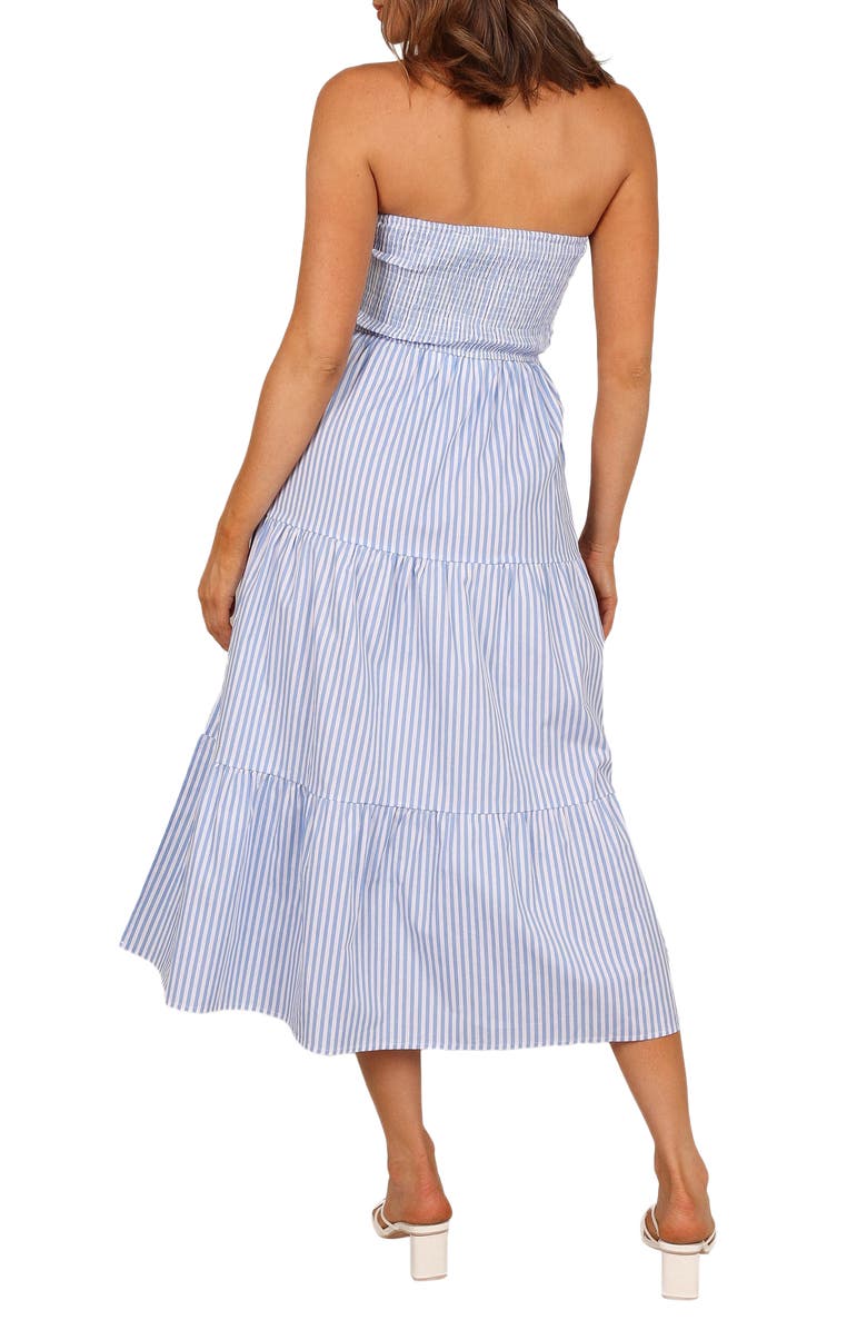 Petal & Pup Maisie Stripe Smocked Strapless Midi Dress, Alternate, color,