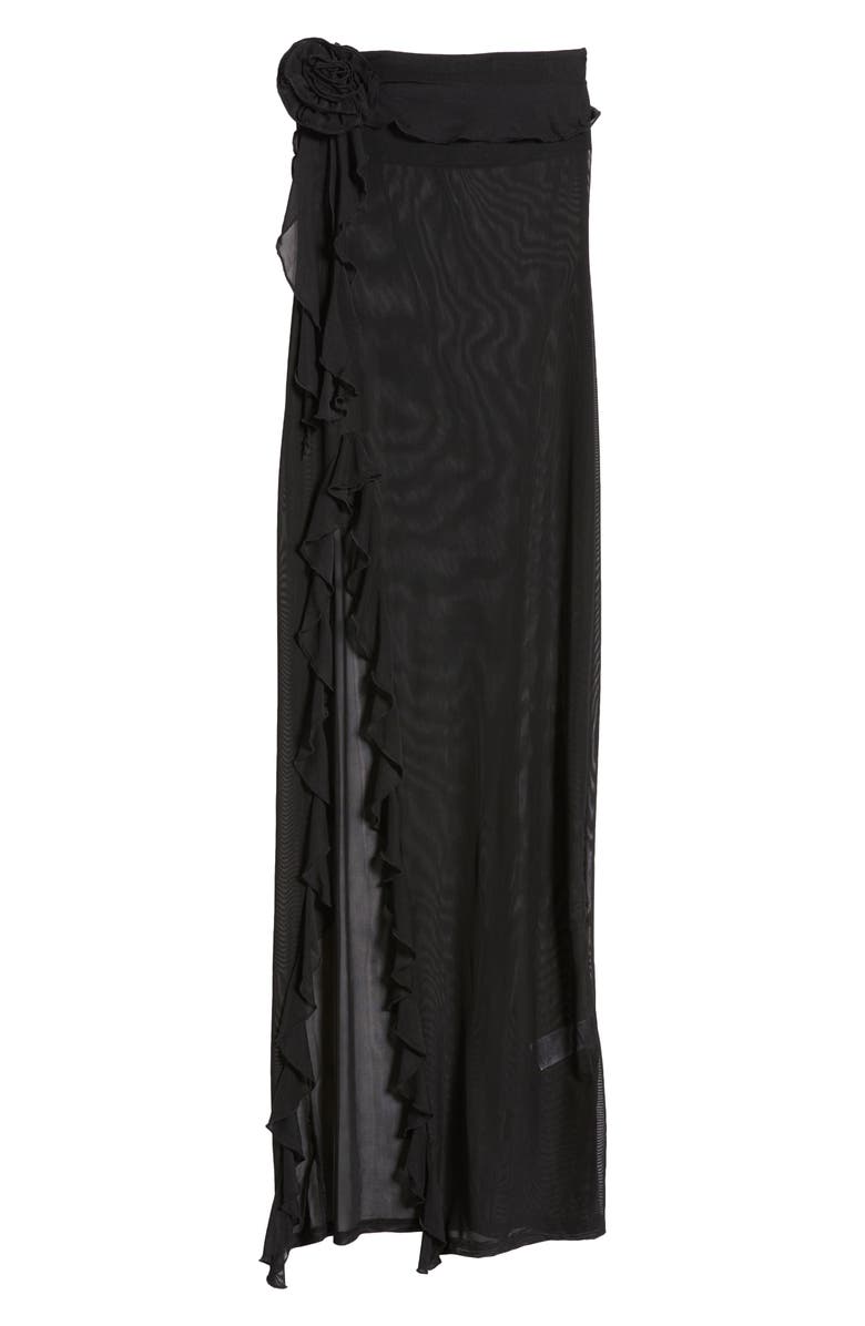 EDIKTED Suri Ruffle Sheer Mesh Strapless Maxi Dress, Alternate, color, 