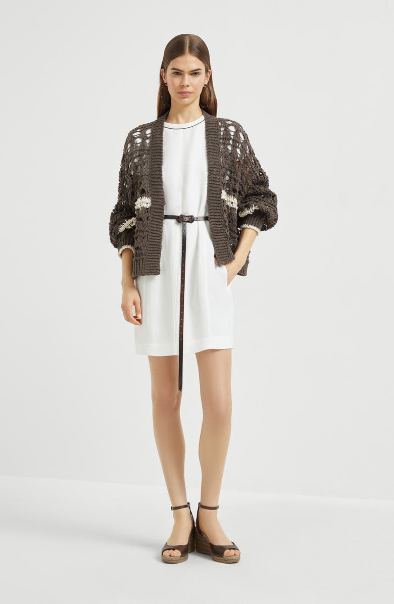 Brunello Cucinelli Twill mini dress with monili, Alternate, color, 