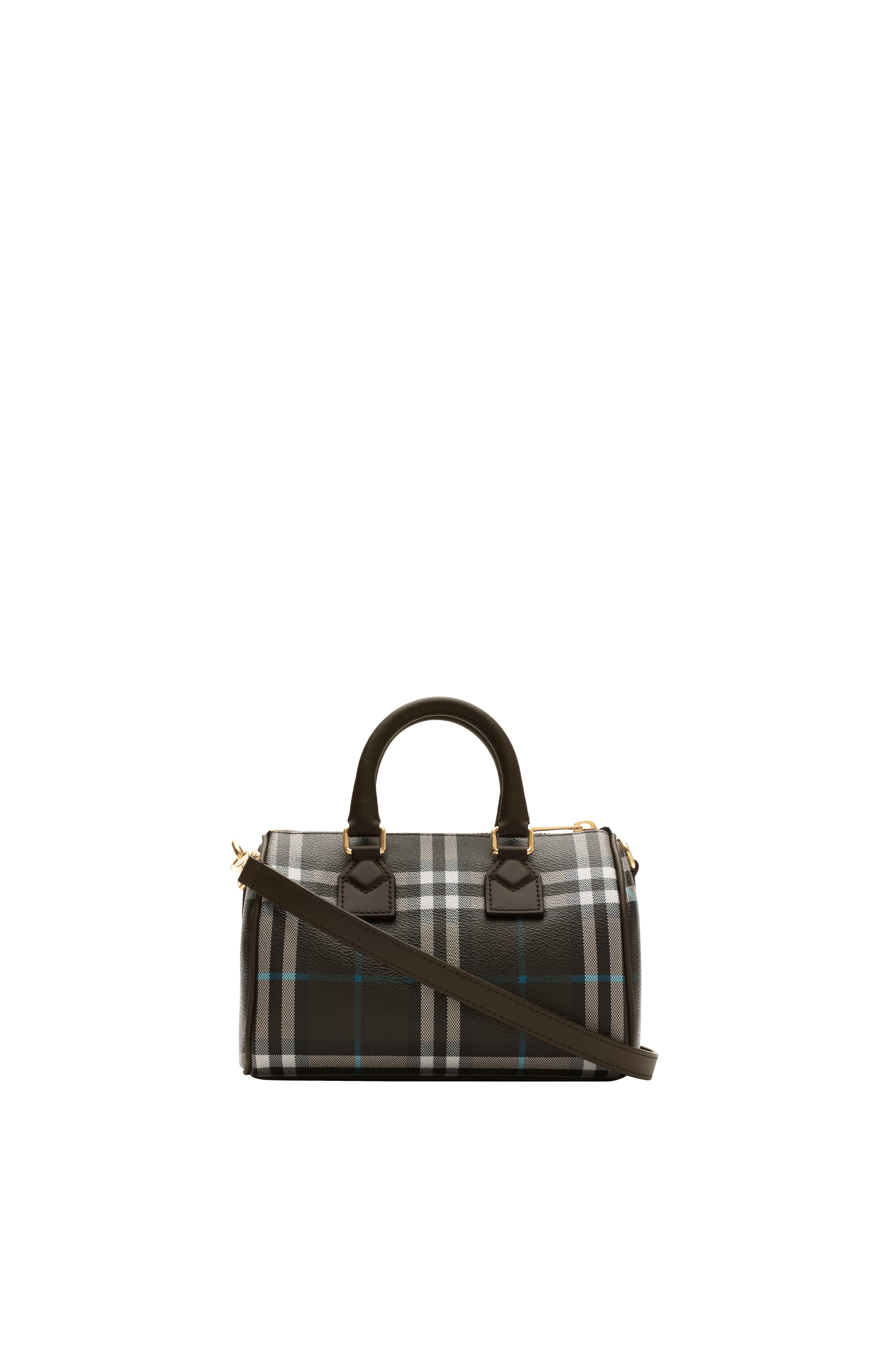 Burberry Mini Check Bowling Bag, Alternate, color, 