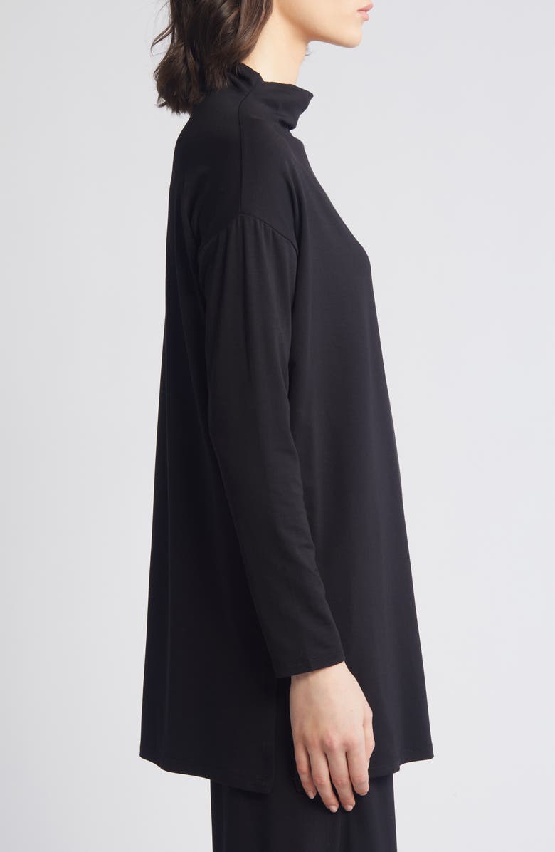 Funnel Neck Long Sleeve Boxy Tunic Top