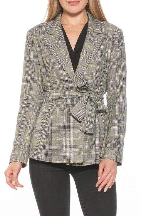 Olya Plaid Belted Blazer