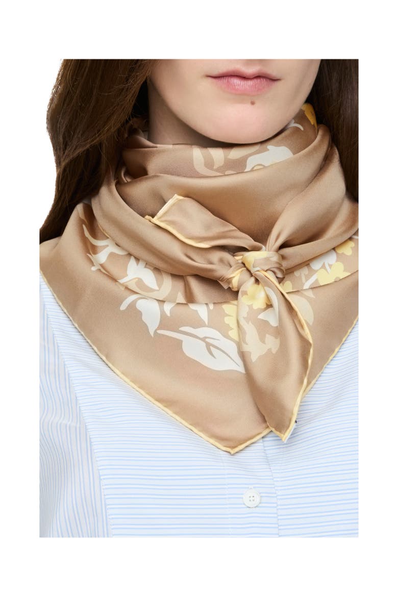 Floral Knight Silk Scarf, Alternate, color, Sand beige