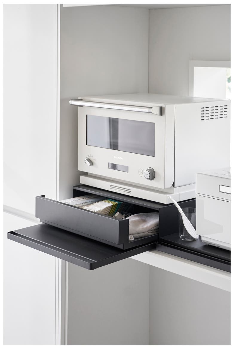Bottom Drawer with Slide Table, Alternate, color, BLACK