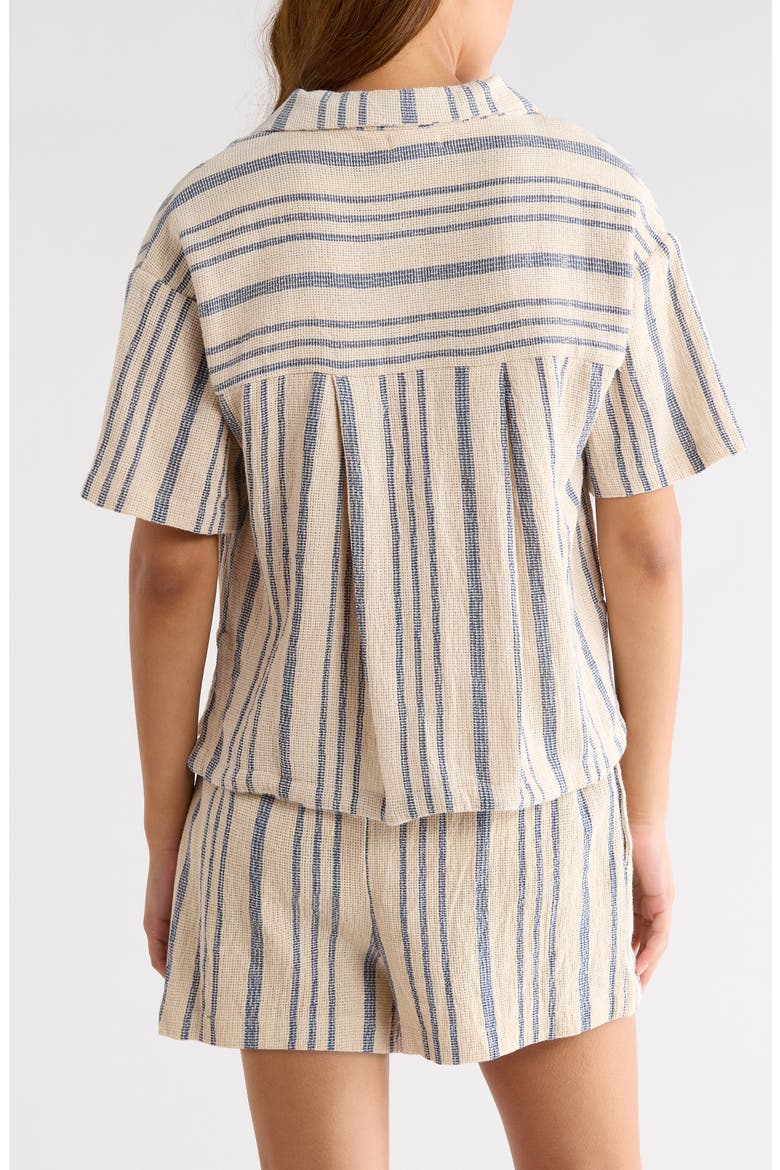 Knit Short Sleeve Button-Up Cover-Up Shirt, Alternate, color, BLUE STRIPE