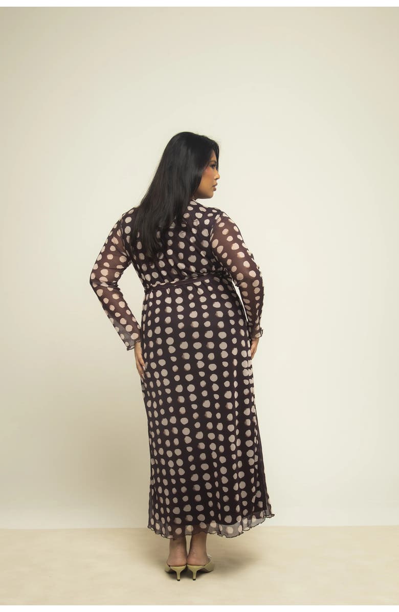 FASHION-SZN CURVE Polka Dot Wrap Midaxi Dress, Alternate, color, Brown