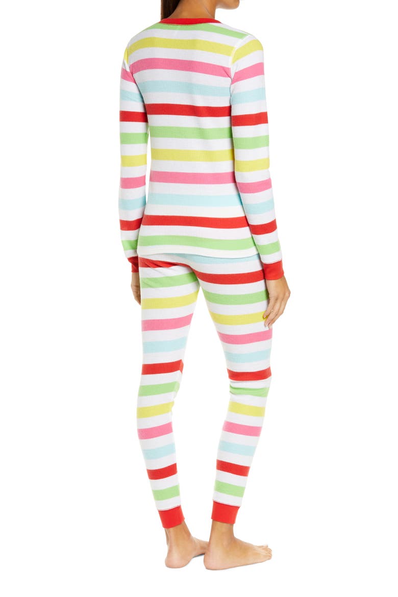 Fam Jam Two-Piece Thermal Pajamas, Alternate, color, RED CHINOISE MULTI STRIPE