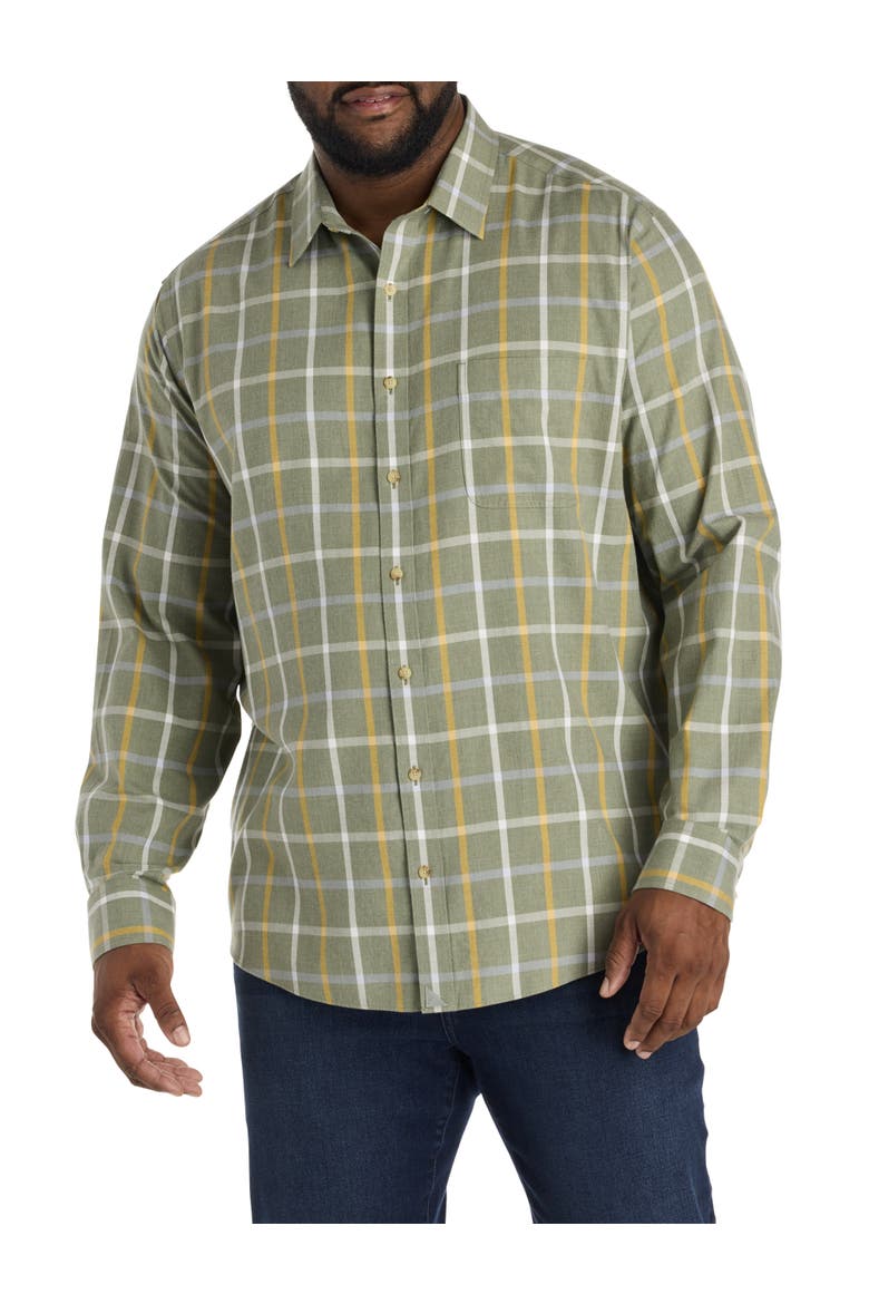 Big & Tall Silva Flannel Sport Shirt, Alternate, color, GREEN