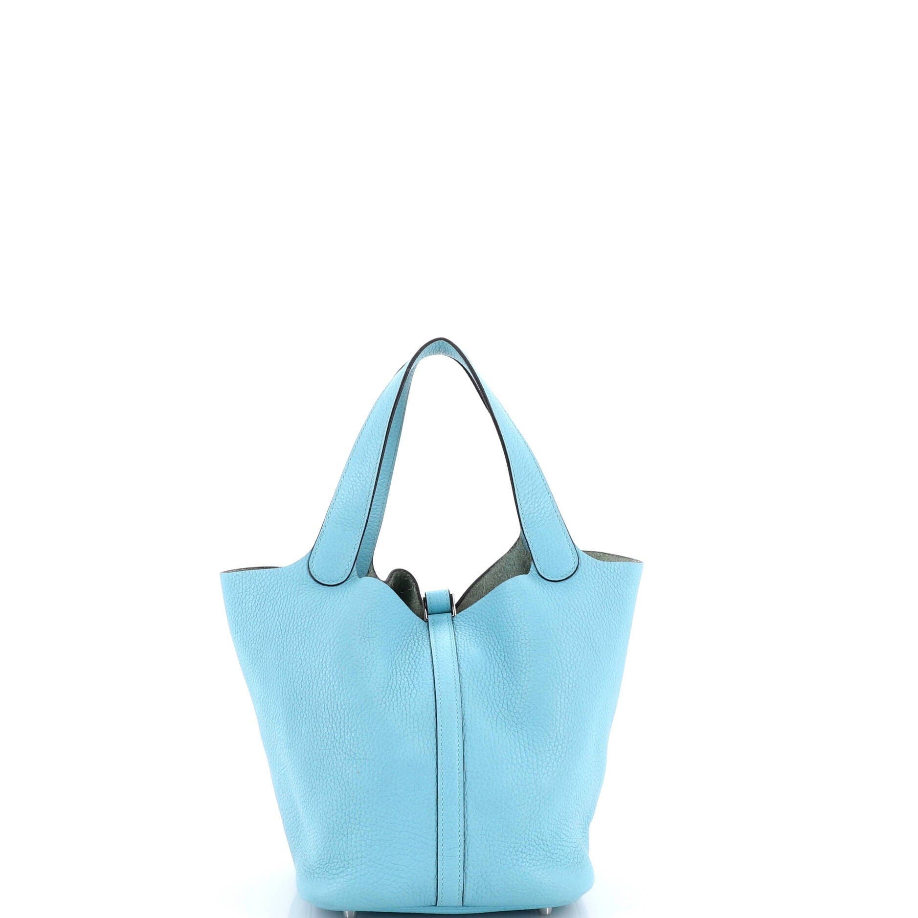 Pre-Owned Hermes Picotin Lock Bag Clemence MM, Alternate, color, Bleu Atoll