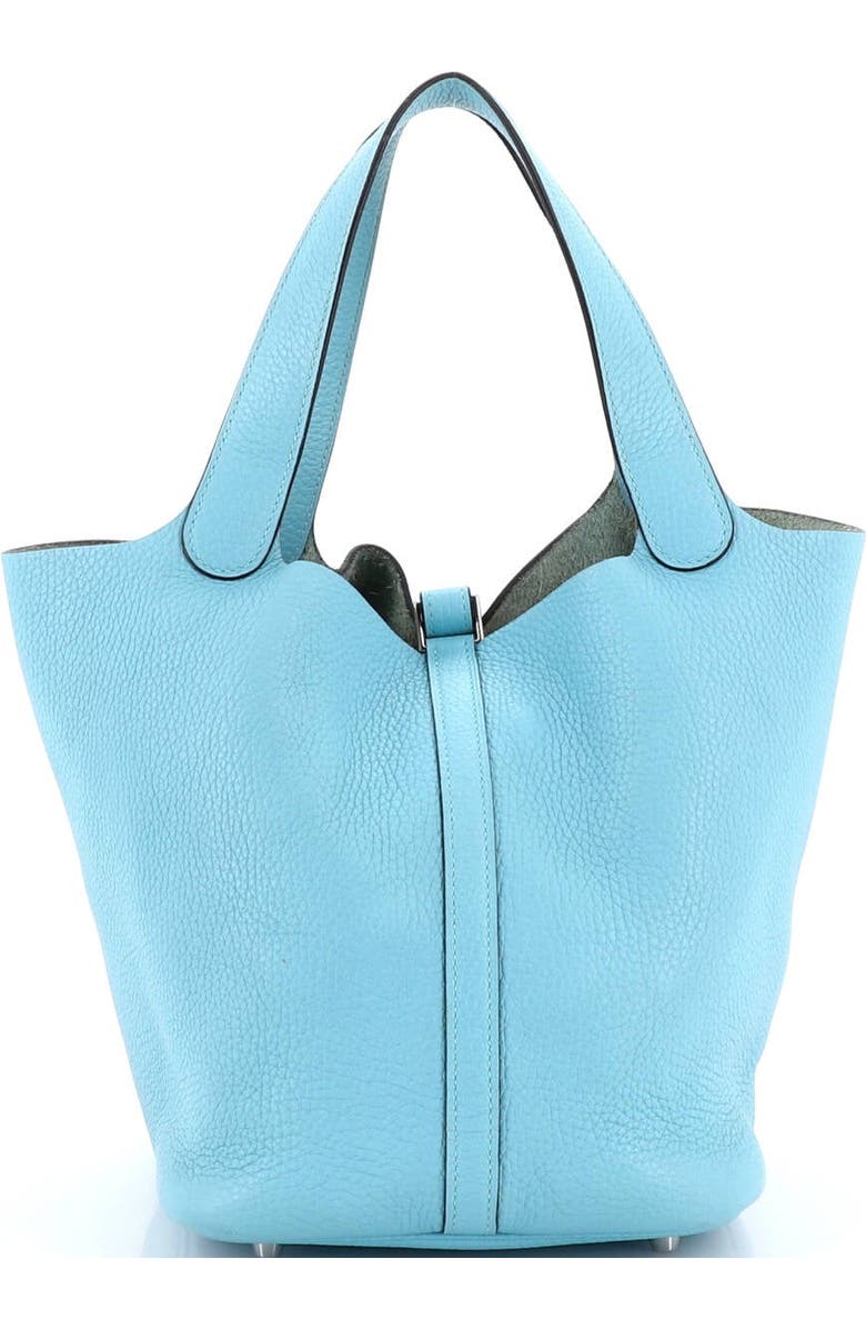 Pre-Owned Hermes Picotin Lock Bag Clemence MM, Alternate, color, Bleu Atoll