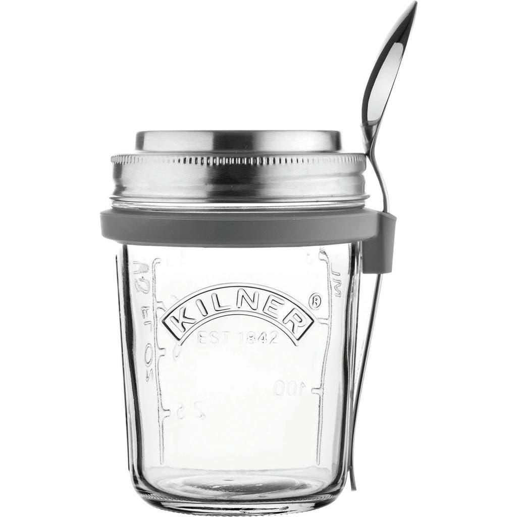 Kilner Parfait & Overnight Oats Jar Set, 350ml Glass Breakfast Jar With Spoon In Multi