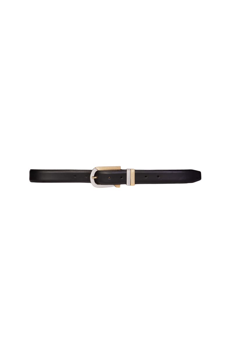 BLACK SUEDE STUDIO Erin Belt, Main, color, Black Leather / Silver / Gold