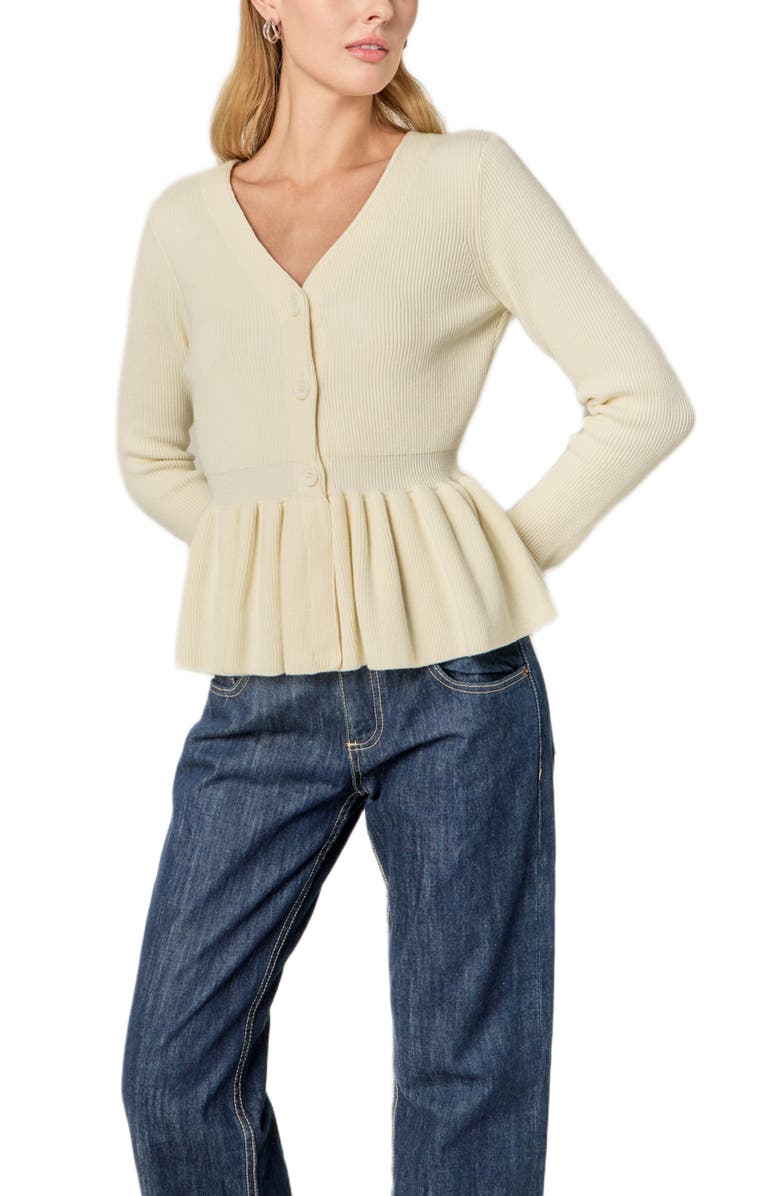 English Factory Peplum Rib Top, Alternate, color, White