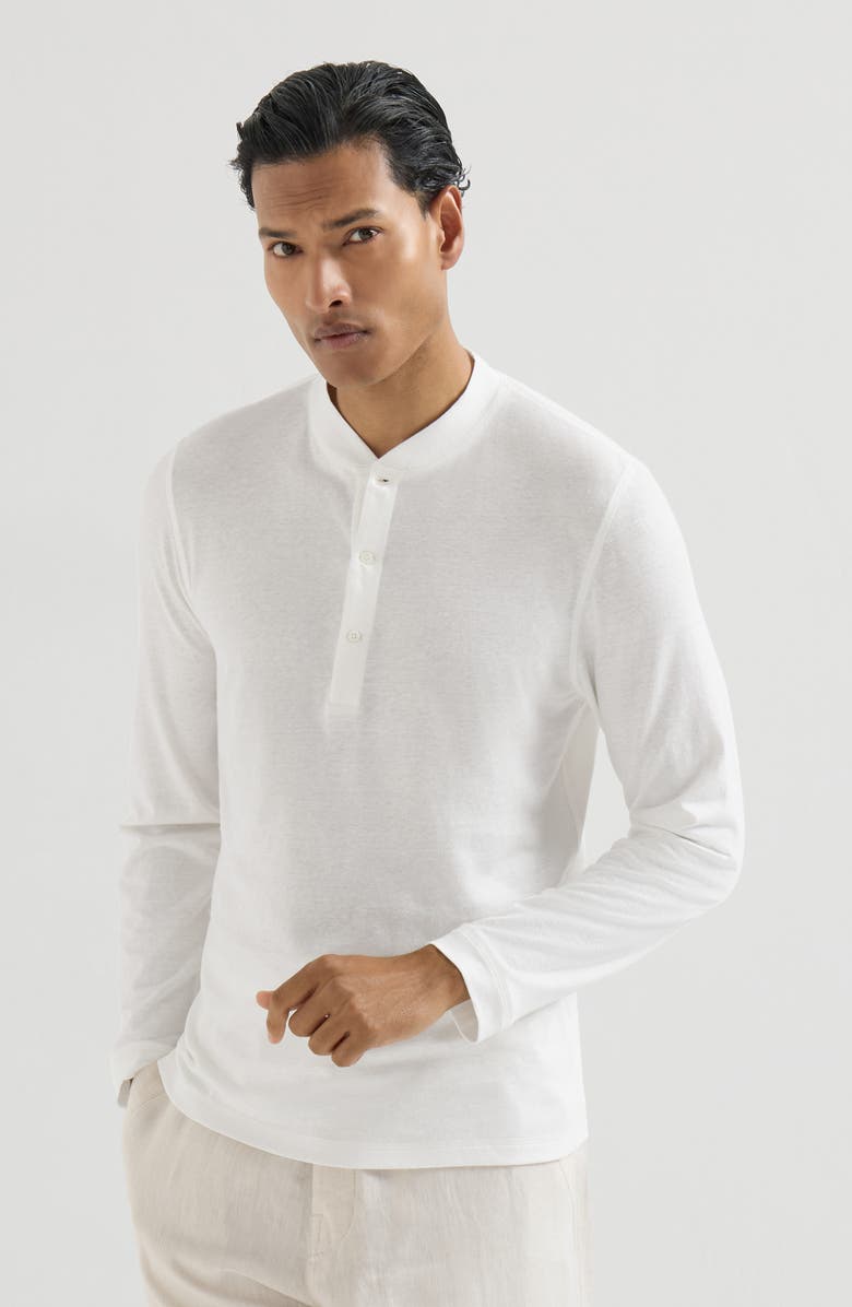 Brunello Cucinelli Henley collar T-shirt, Main, color, Off-White