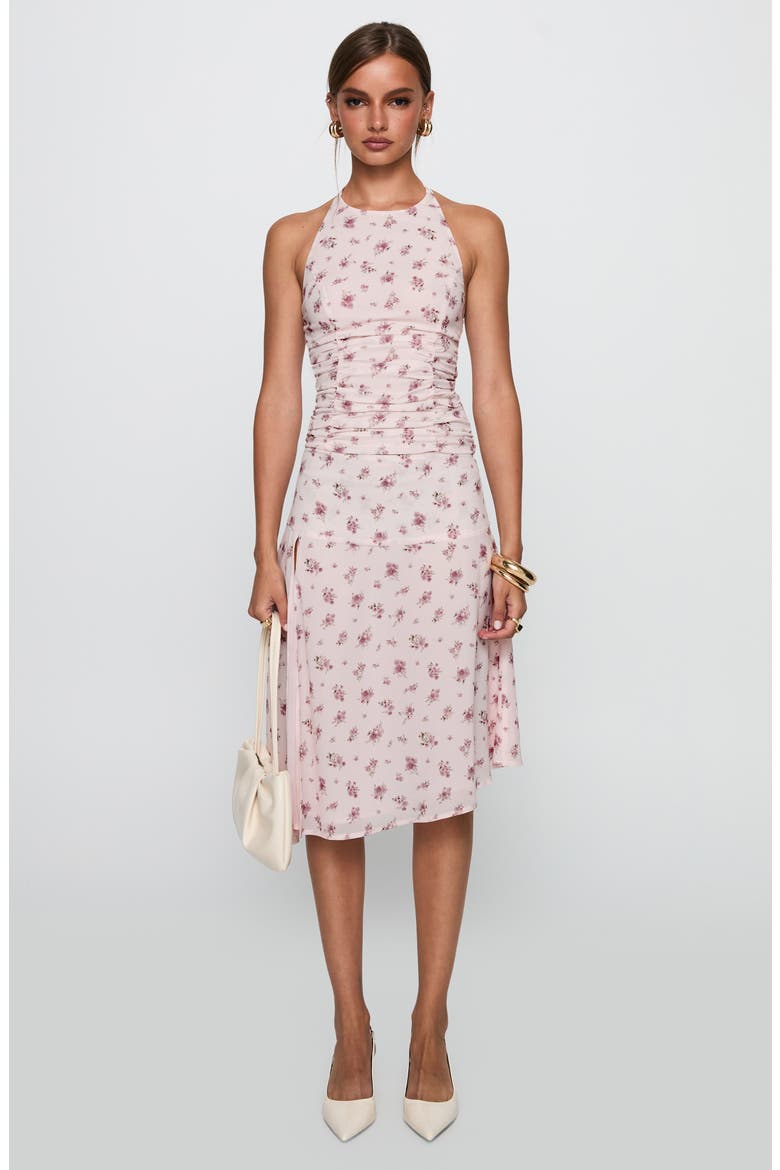 Floral Ruched Halter Crop Top & Skirt Set, Alternate, color, PINK FLORAL