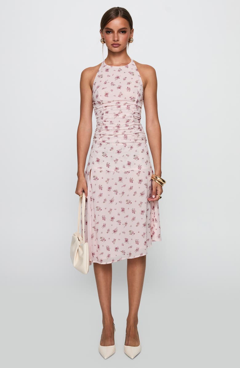 Princess Polly Floral Ruched Halter Crop Top & Skirt Set, Alternate, color, Pink Floral