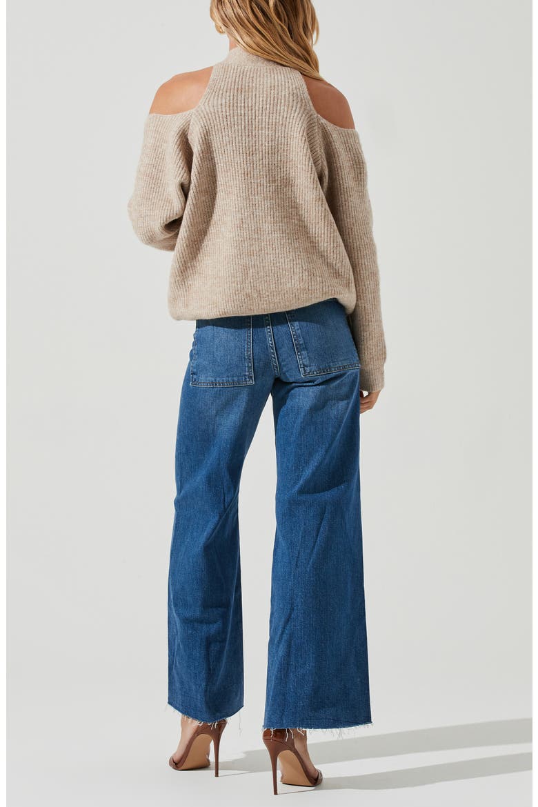 the Label Cold Shoulder Cardigan, Alternate, color, TAUPE