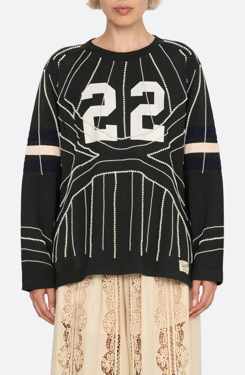 Quinn Beaded Graphic Long Sleeve T-Shirt