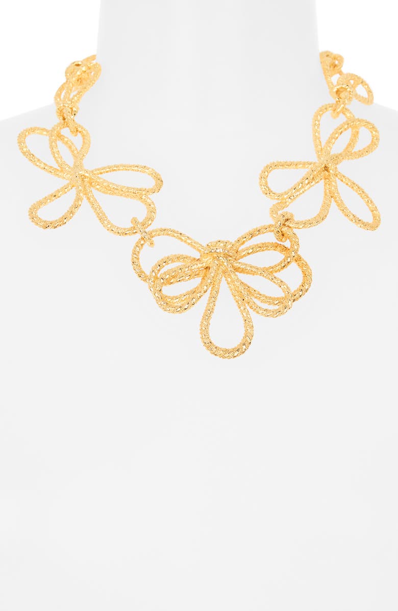 Kenneth Jay Lane Bow Statement Necklace, Alternate, color, Gold