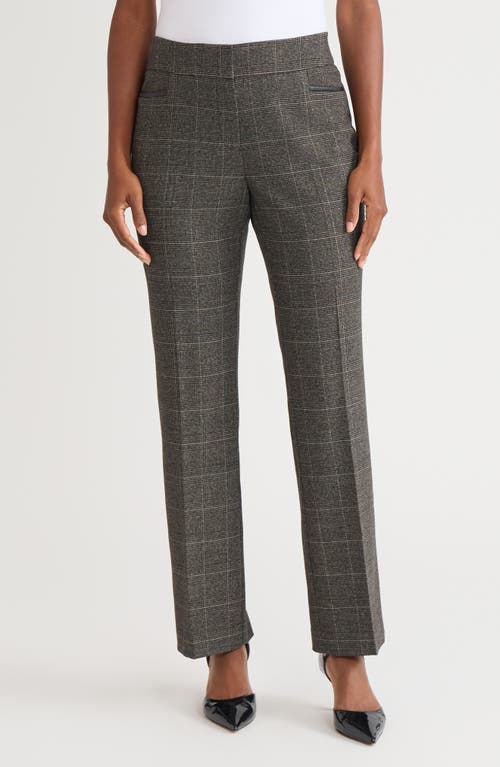 Kasper Faux Leather Trim Straight Leg Pants In Multi
