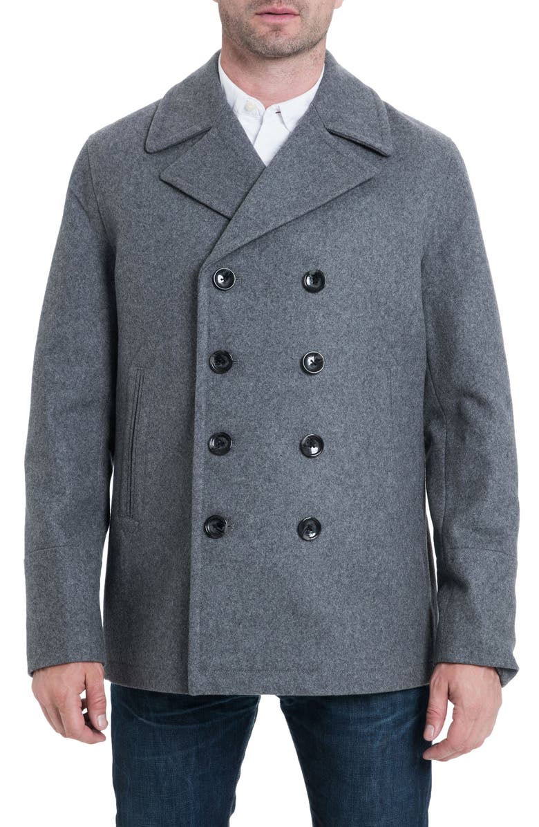 Michael Kors Wool Blend Double Breasted Peacoat, Main, color,