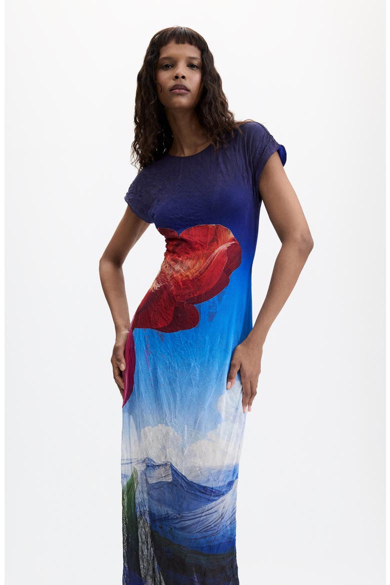 Graphic Print Jersey Dress, Alternate, color, BLUE