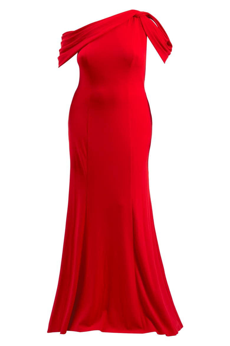 One-Shoulder Mermaid Gown, Alternate, color, LAVA RED