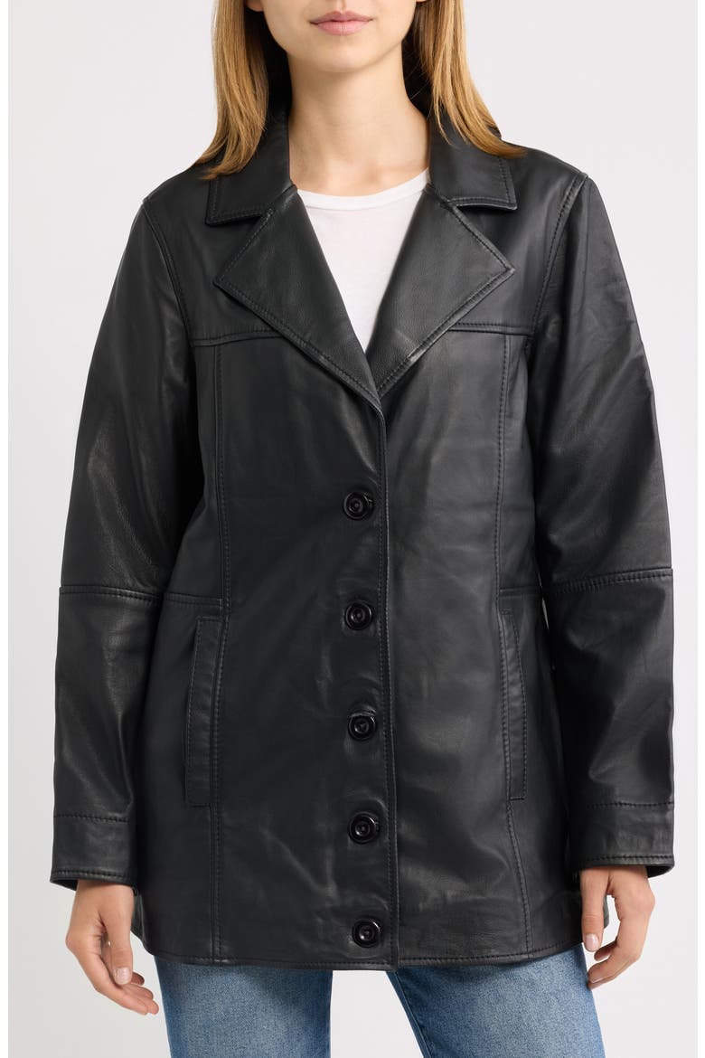 Leather Car Coat, Alternate, color, BLACK
