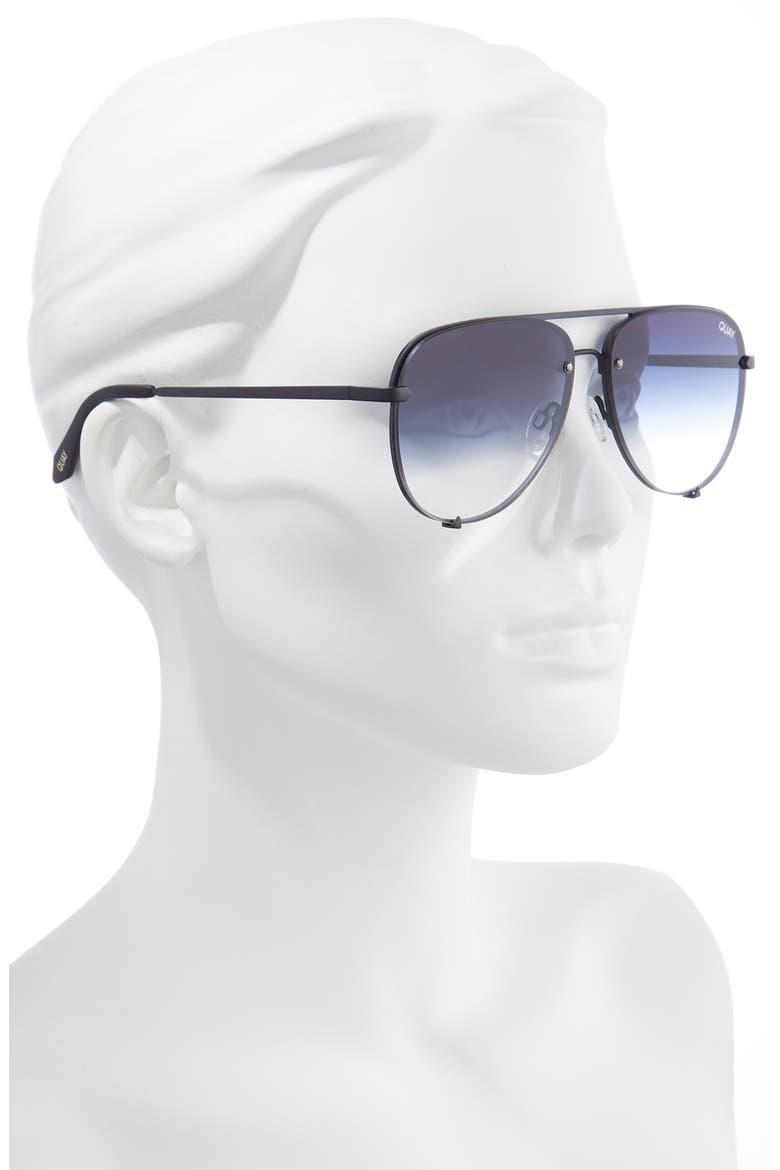 Australia High Key Rimless 55mm Gradient Aviator Sunglasses, Alternate, color, MATTE BLACK / NAVY FADE LENS