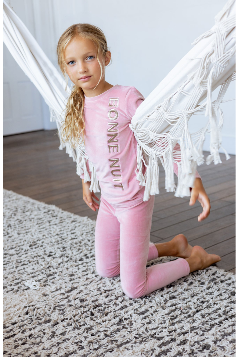 Velour Puffy Letters Loungewear Set, Alternate, color, Pink