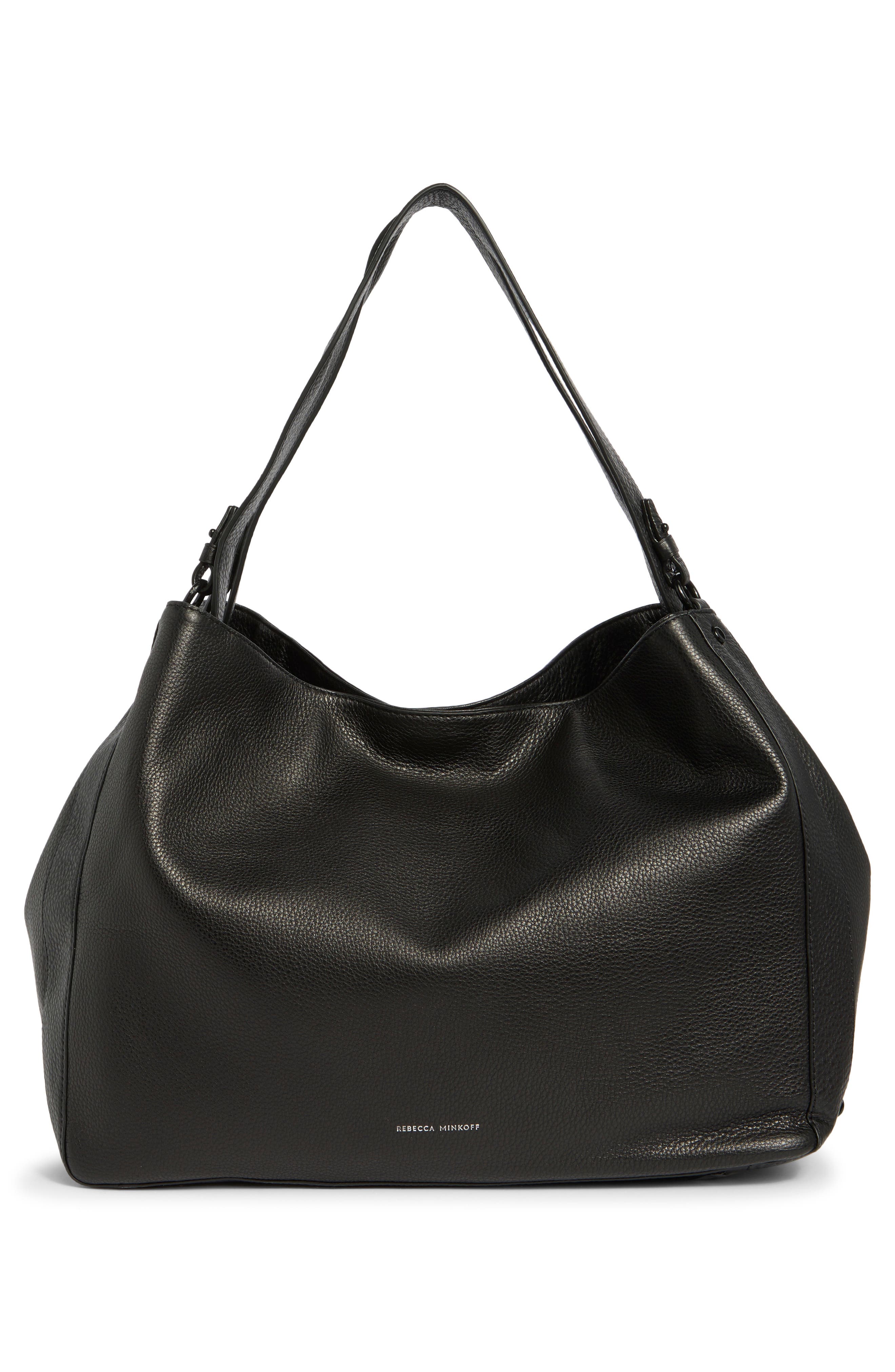 Rebecca Minkoff M.A.B. Carryall Leather Tote Bag, Alternate, color, Black