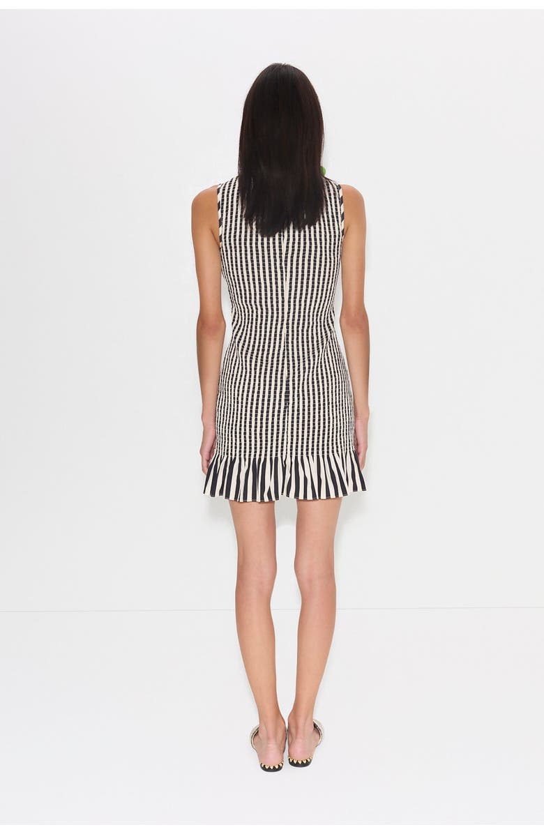 SIMONMILLER Belle Smocked Mini Dress, Alternate, color, Black/White Stripe