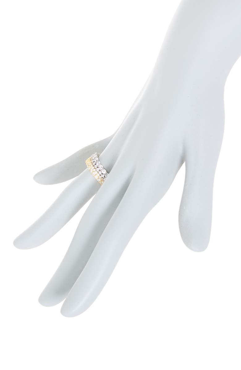 NORDSTROM RACK Two-Tone Pavé CZ Ring Set, Alternate, color, Clear- Silver- Gold