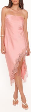 Petal & Pup Marjorie Strapless Lace Hem Midi Dress