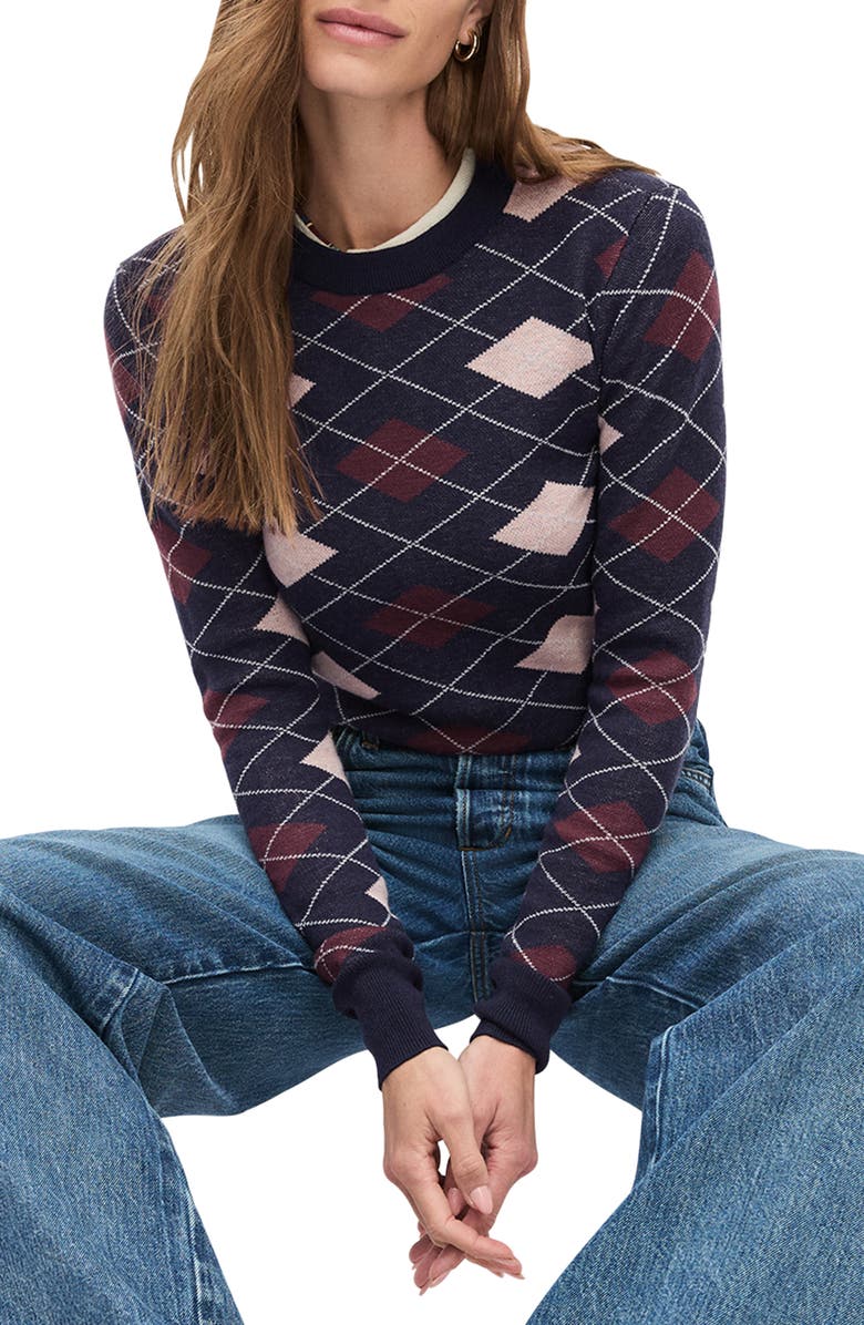 Favorite Daughter The Henry Argyle Crewneck Sweater, Alternate, color, Navy Argyle