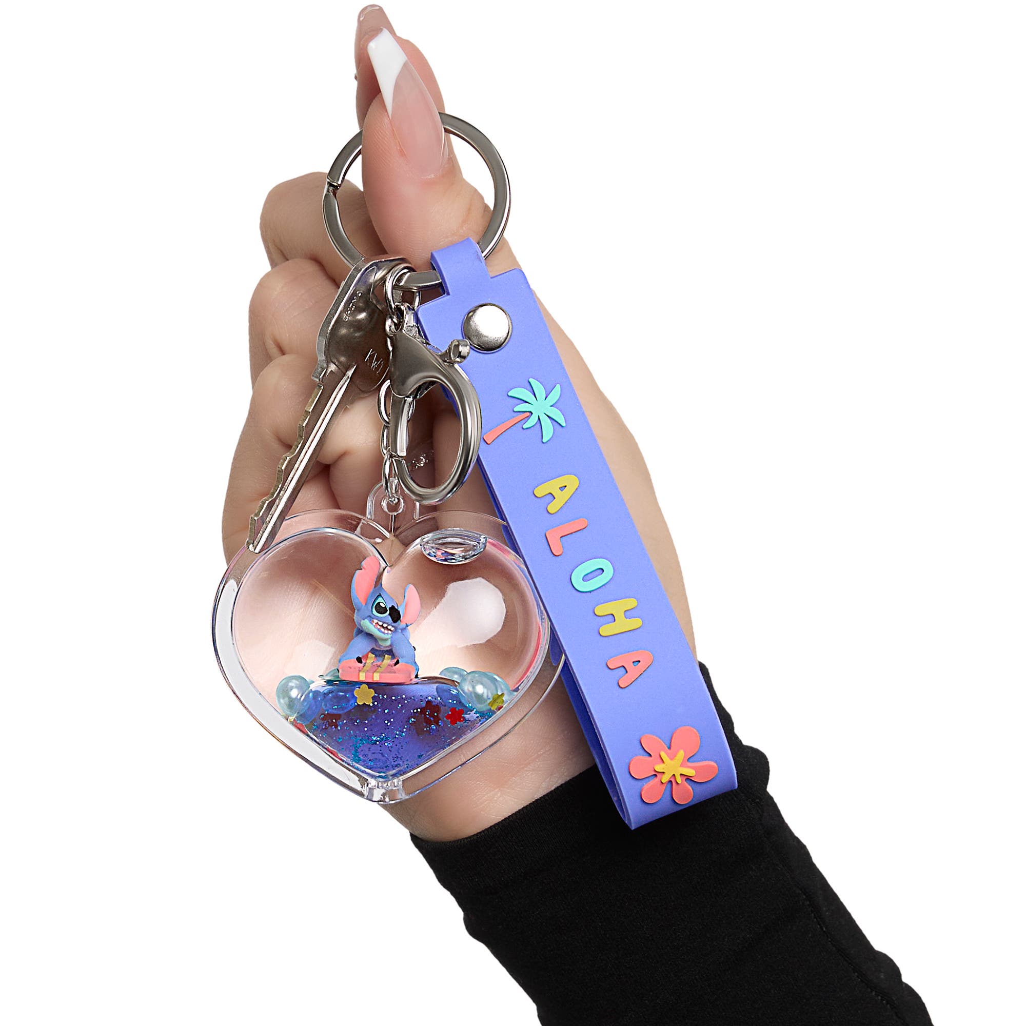 Disney Stitch Liquid Surfing Keychain, Alternate, color, Blue