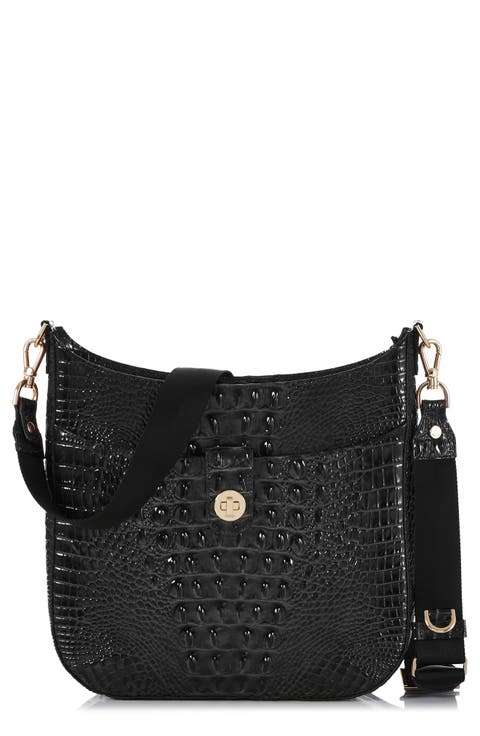 Leia Croc Embossed Leather Crossbody Bag