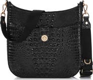 Brahmin Leia Croc Embossed Leather Crossbody Bag