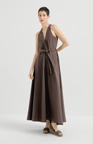 Brunello Cucinelli Techno cotton poplin belted dress
