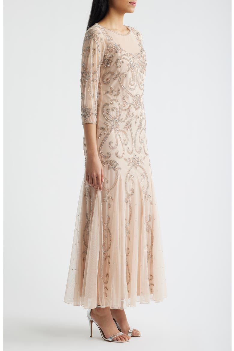 Beaded Illusion Neck Gown, Alternate, color, LIGHT BLUSH